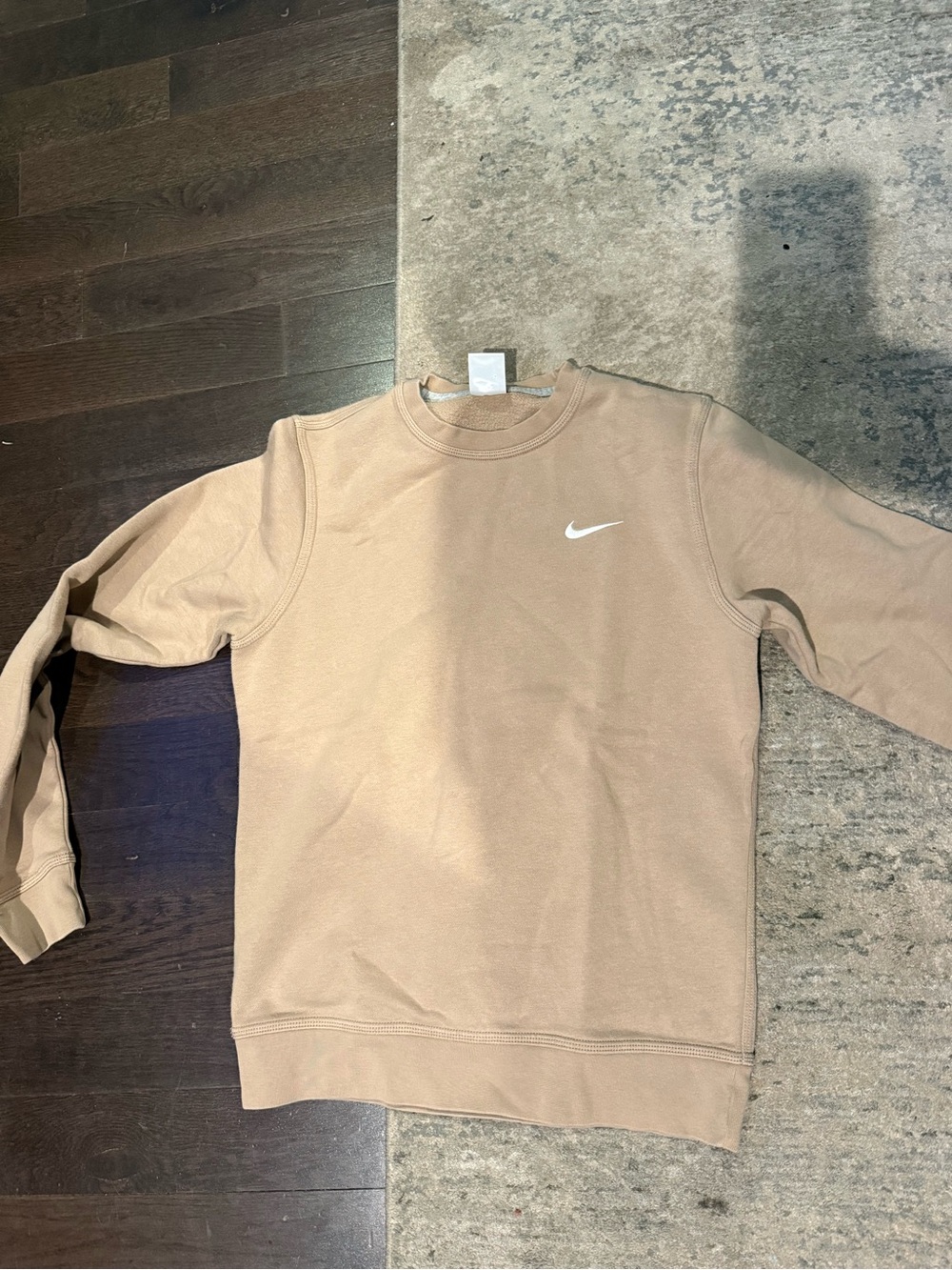 Nike Crewneck Sweatshirt in Beige with White Swoosh